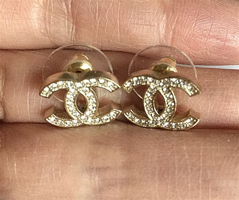 chanel crystal earrings for sale|authentic chanel logo stud earrings.